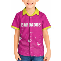 Custom Barbados 2026 Cricket Hawaiian Shirt Tridents Rise Pink Version