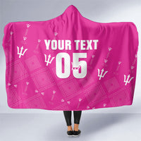 Custom Barbados 2026 Cricket Hooded Blanket Tridents Rise Pink Version