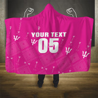 Custom Barbados 2026 Cricket Hooded Blanket Tridents Rise Pink Version