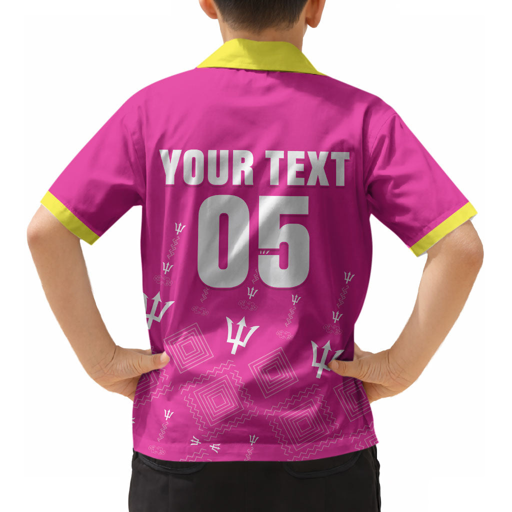 Custom Barbados 2026 Cricket Kid Hawaiian Shirt Tridents Rise Pink Version