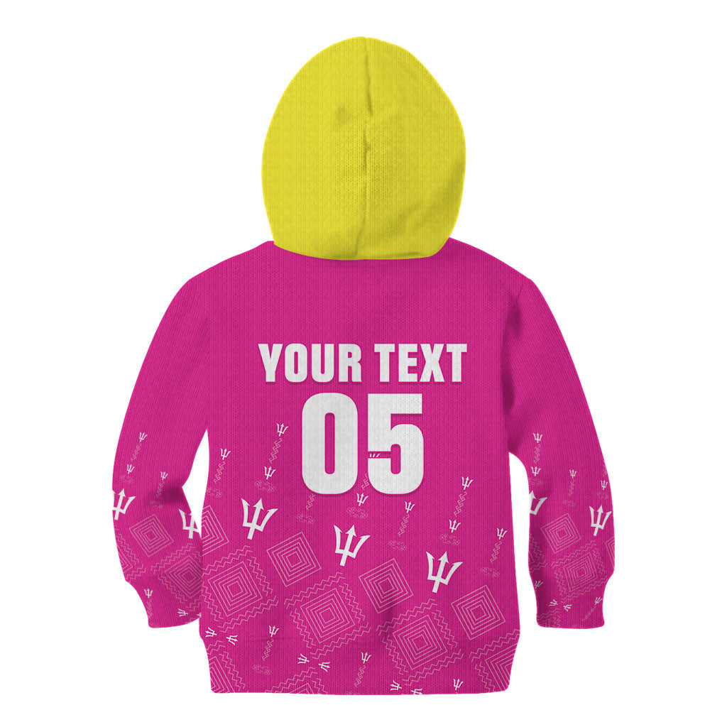 Custom Barbados 2026 Cricket Kid Hoodie Tridents Rise Pink Version