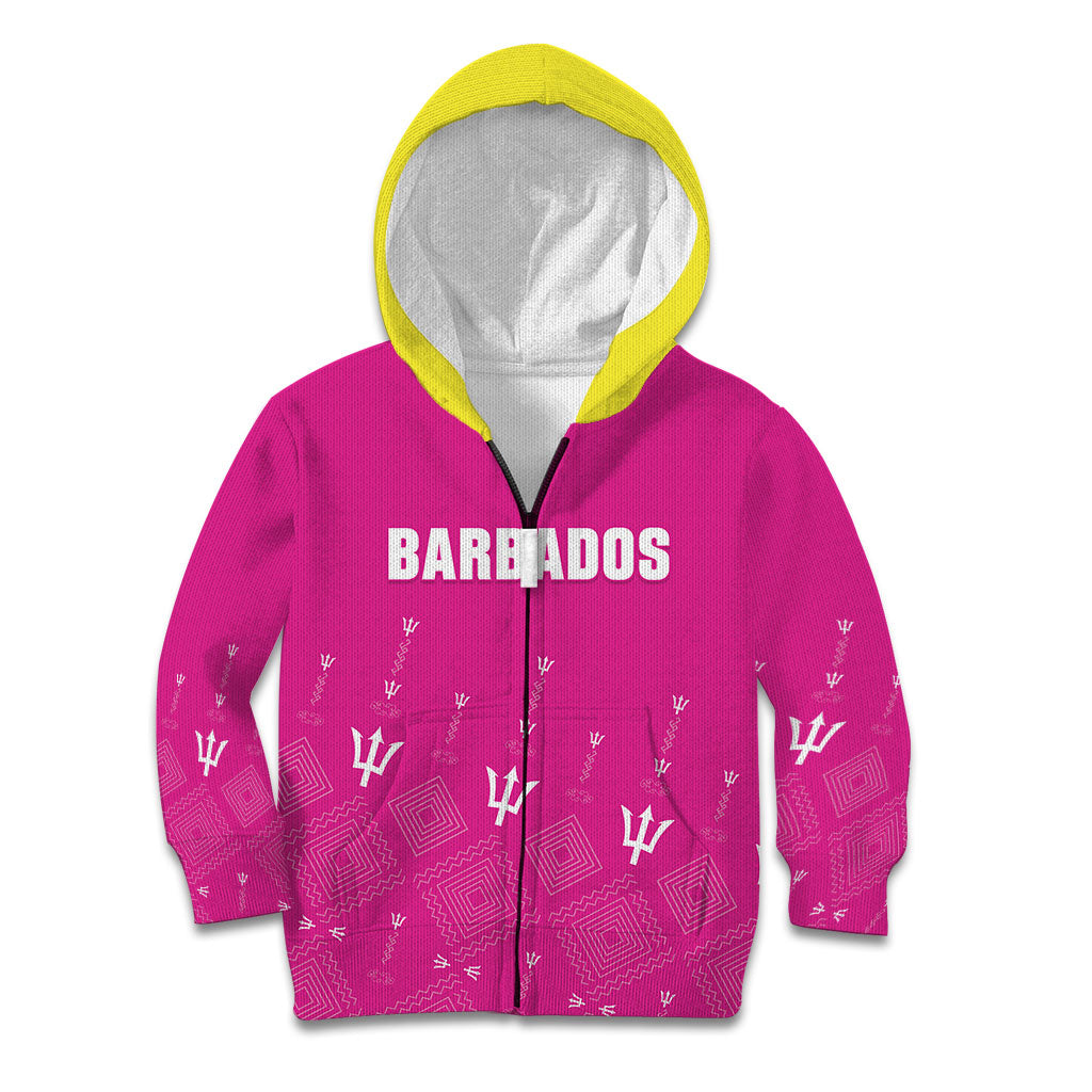 Custom Barbados 2026 Cricket Kid Hoodie Tridents Rise Pink Version
