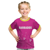 Custom Barbados 2026 Cricket Kid T Shirt Tridents Rise Pink Version