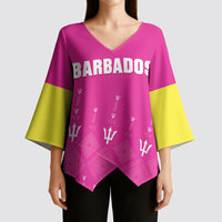 Custom Barbados 2026 Cricket Kimono Sleeve Blouse Tridents Rise Pink Version