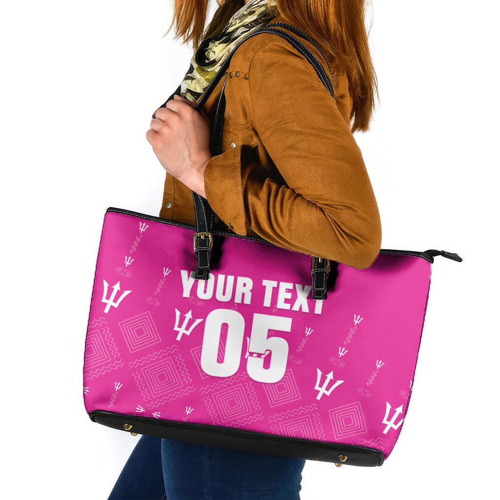 Custom Barbados 2026 Cricket Leather Tote Bag Tridents Rise Pink Version