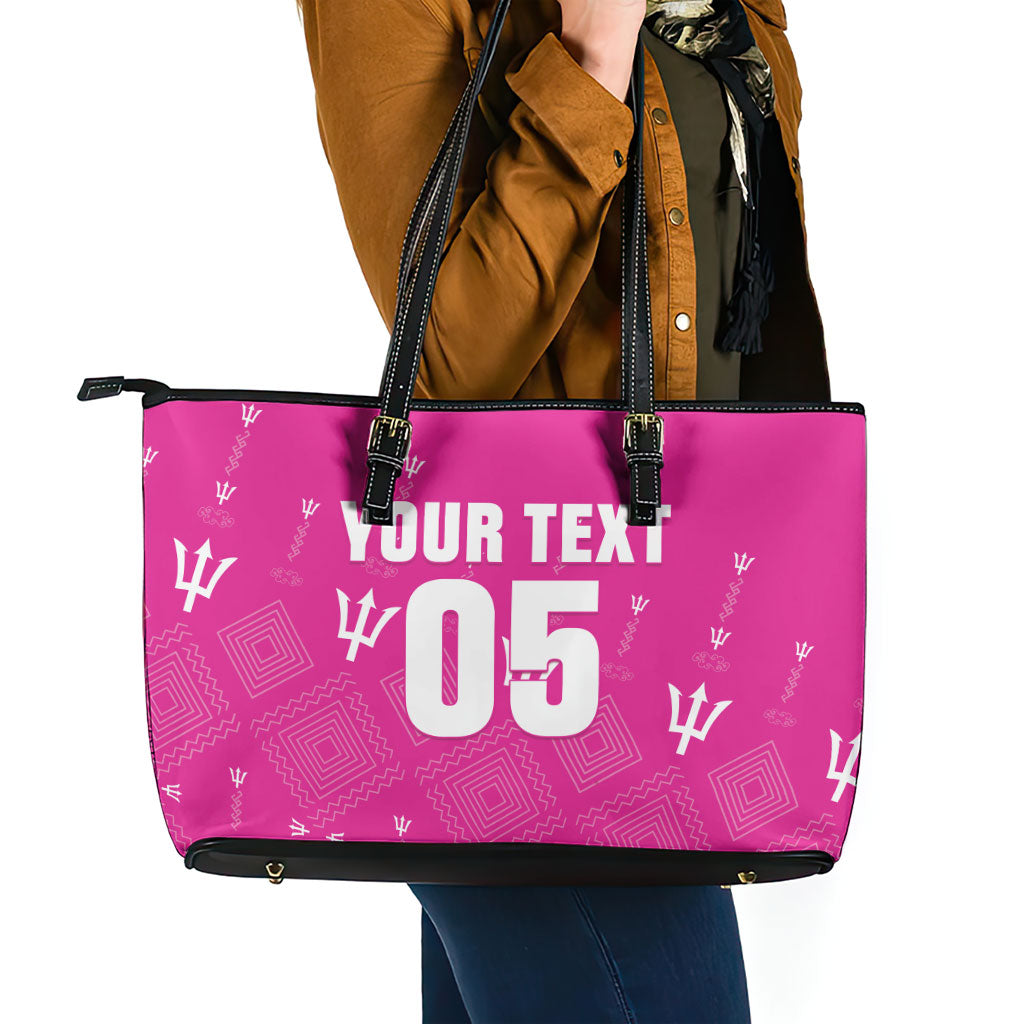 Custom Barbados 2026 Cricket Leather Tote Bag Tridents Rise Pink Version