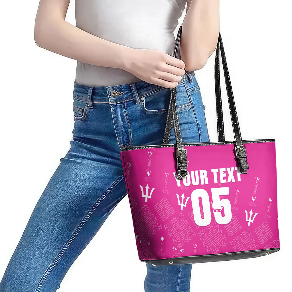 Custom Barbados 2026 Cricket Leather Tote Bag Tridents Rise Pink Version