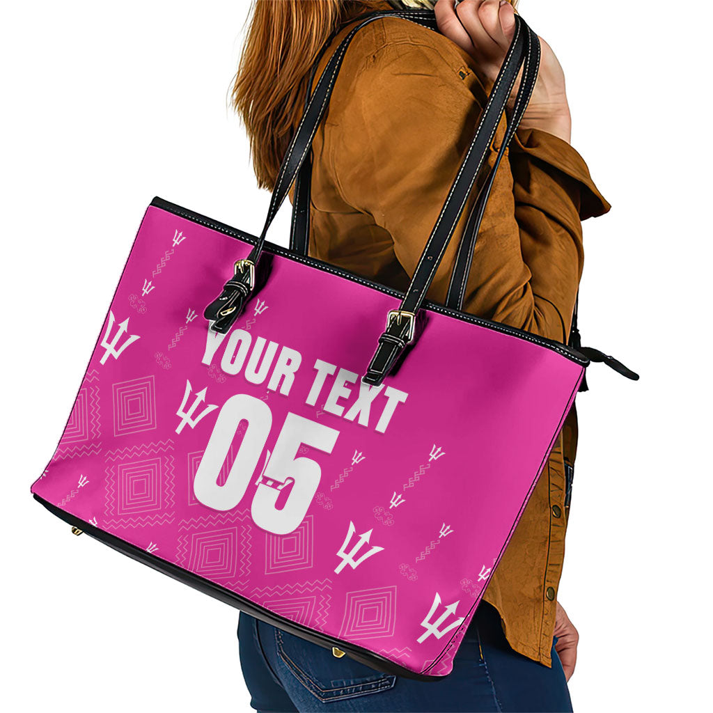 Custom Barbados 2026 Cricket Leather Tote Bag Tridents Rise Pink Version