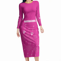 Custom Barbados 2026 Cricket Long Sleeve Bodycon Dress Tridents Rise Pink Version