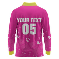 Custom Barbados 2026 Cricket Long Sleeve Polo Shirt Tridents Rise Pink Version