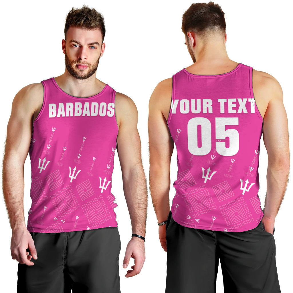 Custom Barbados 2026 Cricket Men Tank Top Tridents Rise Pink Version
