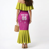 Custom Barbados 2026 Cricket Mermaid Dress Tridents Rise Pink Version