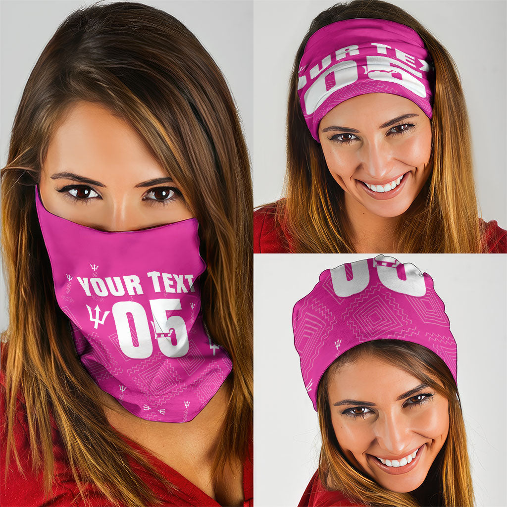 Custom Barbados 2026 Cricket Neck Gaiter Tridents Rise Pink Version