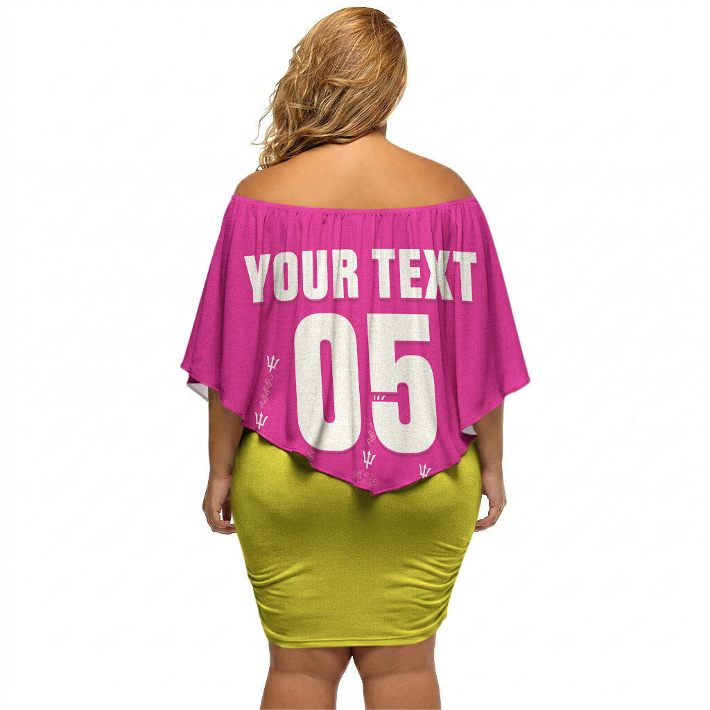 Custom Barbados 2026 Cricket Off Shoulder Short Dress Tridents Rise Pink Version