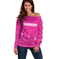 Custom Barbados 2026 Cricket Off Shoulder Sweater Tridents Rise Pink Version