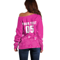 Custom Barbados 2026 Cricket Off Shoulder Sweater Tridents Rise Pink Version