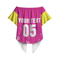 Custom Barbados 2026 Cricket Off Shoulder Wrap Waist Top Tridents Rise Pink Version