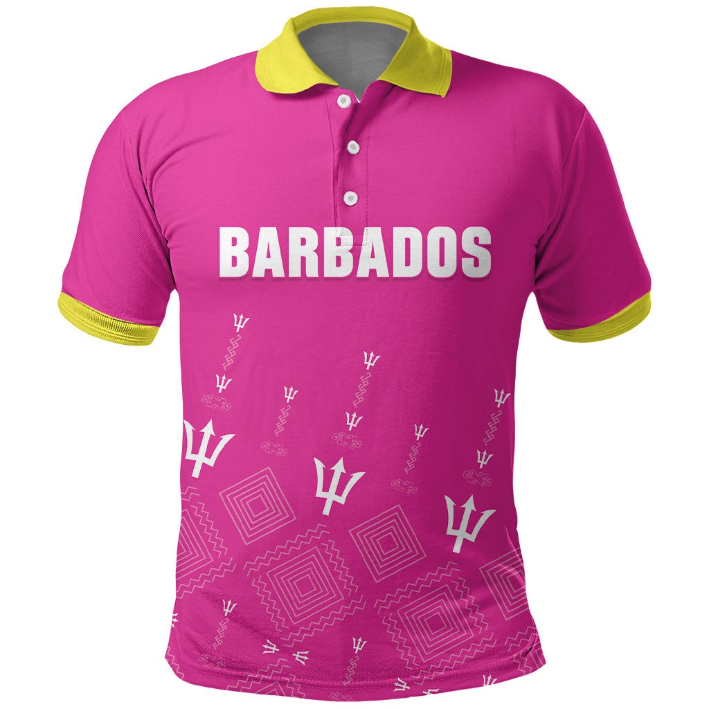 Custom Barbados 2026 Cricket Polo Shirt Tridents Rise Pink Version