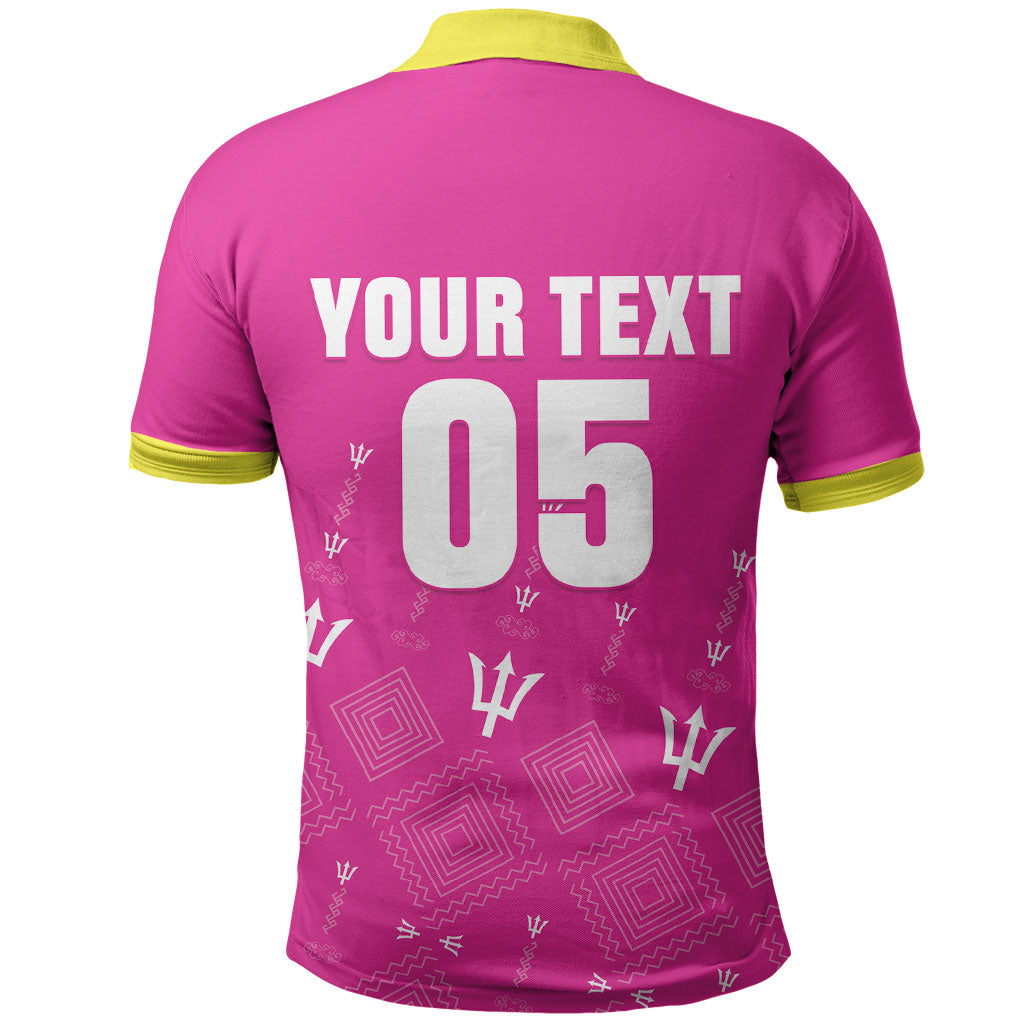 Custom Barbados 2026 Cricket Polo Shirt Tridents Rise Pink Version