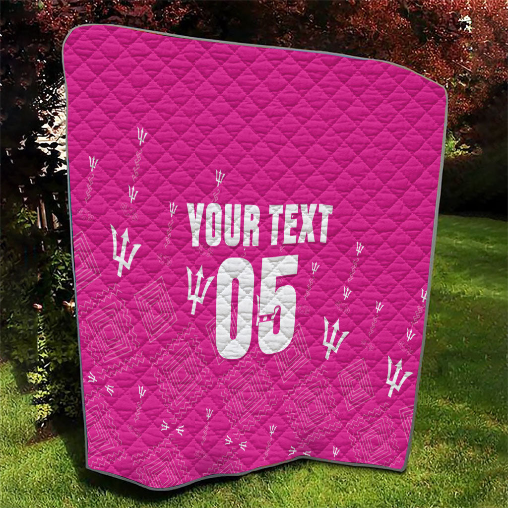 Custom Barbados 2026 Cricket Quilt Tridents Rise Pink Version