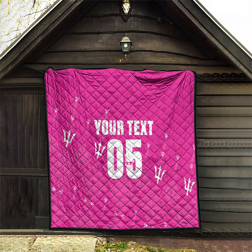 Custom Barbados 2026 Cricket Quilt Tridents Rise Pink Version