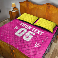 Custom Barbados 2026 Cricket Quilt Bed Set Tridents Rise Pink Version