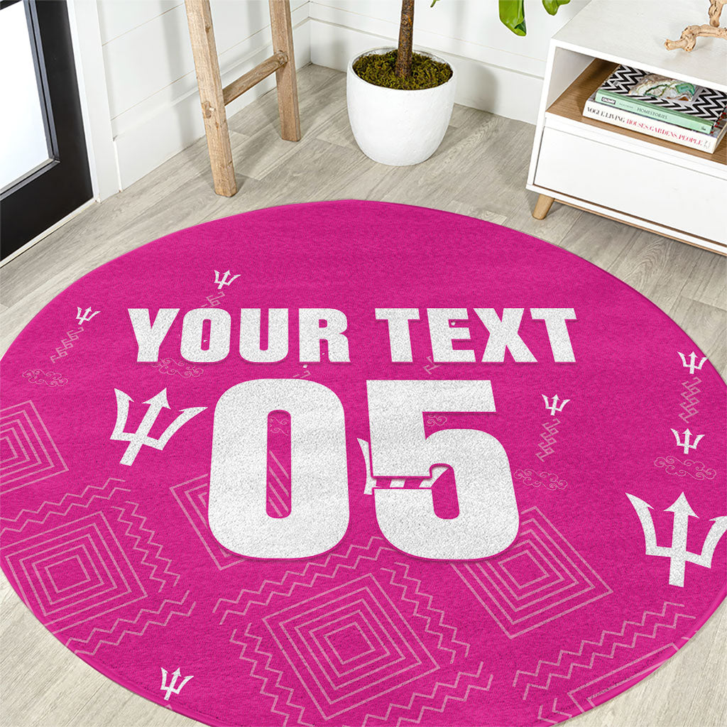 Custom Barbados 2026 Cricket Round Carpet Tridents Rise Pink Version