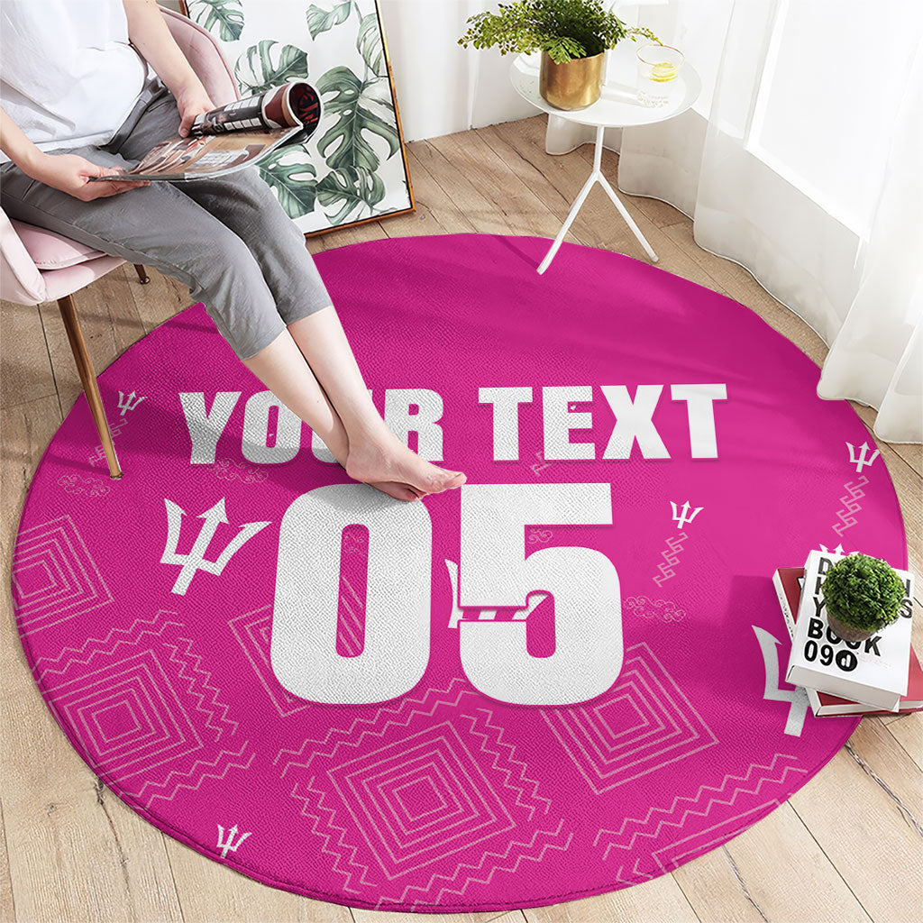 Custom Barbados 2026 Cricket Round Carpet Tridents Rise Pink Version