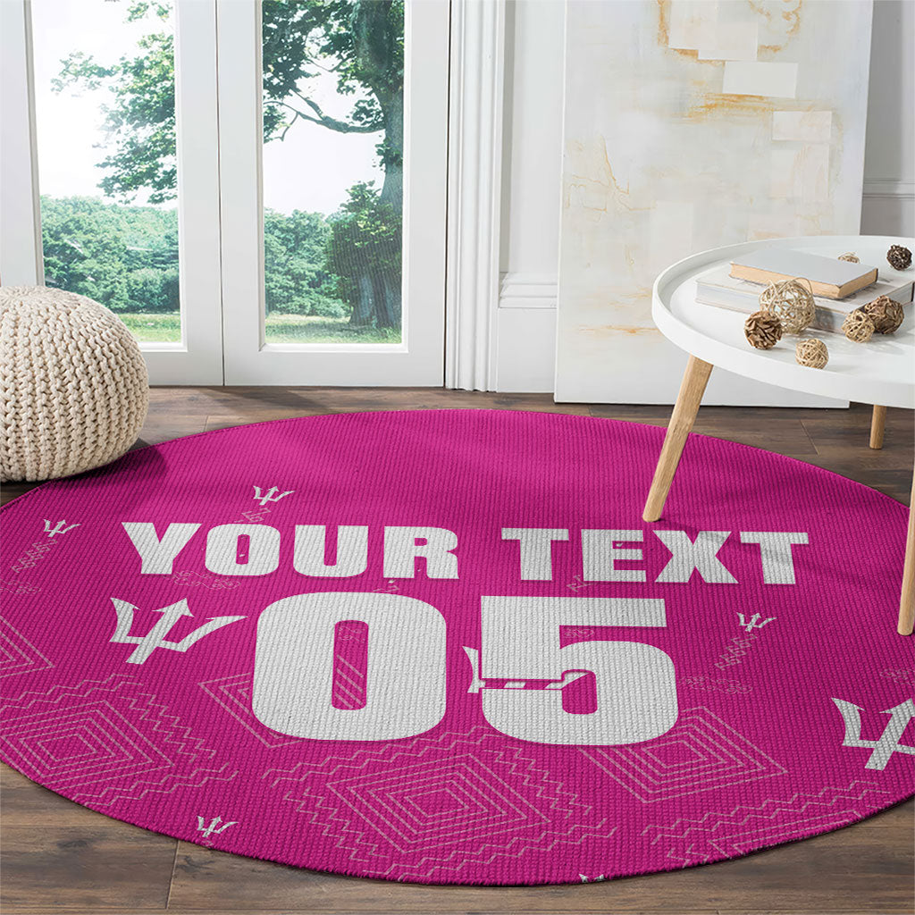 Custom Barbados 2026 Cricket Round Carpet Tridents Rise Pink Version