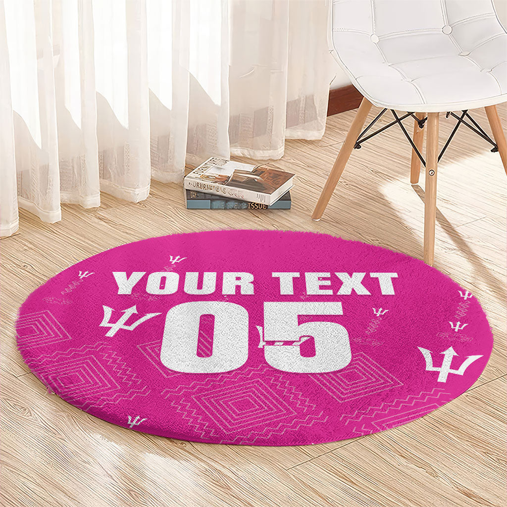 Custom Barbados 2026 Cricket Round Carpet Tridents Rise Pink Version