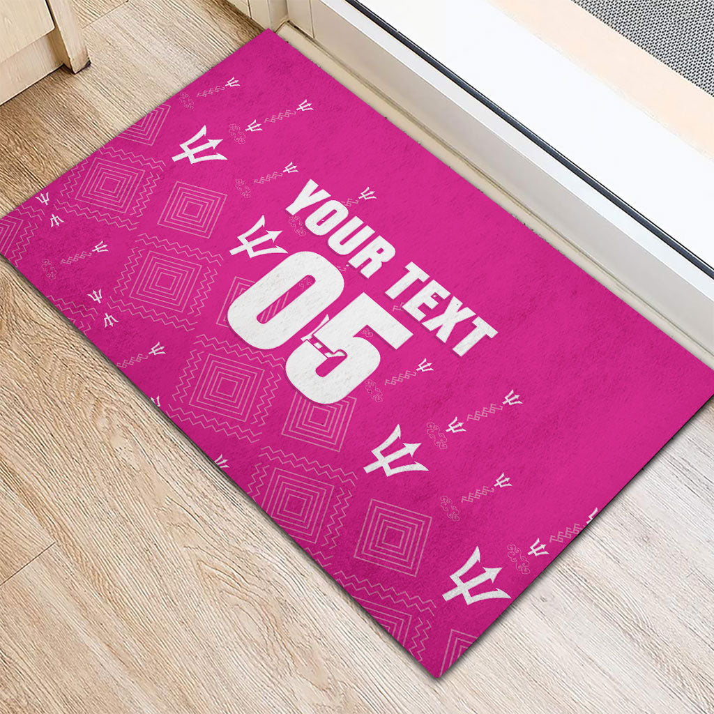 Custom Barbados 2026 Cricket Rubber Doormat Tridents Rise Pink Version