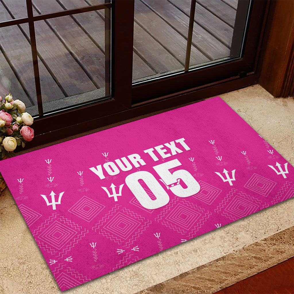 Custom Barbados 2026 Cricket Rubber Doormat Tridents Rise Pink Version