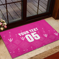 Custom Barbados 2026 Cricket Rubber Doormat Tridents Rise Pink Version