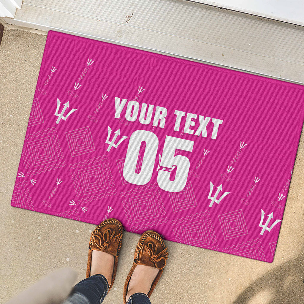 Custom Barbados 2026 Cricket Rubber Doormat Tridents Rise Pink Version