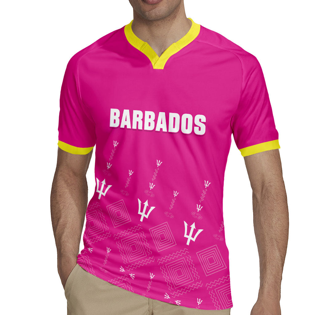 Custom Barbados 2026 Cricket Rugby Jersey Tridents Rise Pink Version