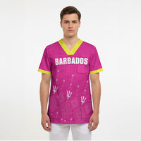 Custom Barbados 2026 Cricket Scrub Top Tridents Rise Pink Version