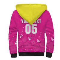 Custom Barbados 2026 Cricket Sherpa Hoodie Tridents Rise Pink Version