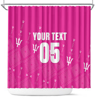 Custom Barbados 2026 Cricket Shower Curtain Tridents Rise Pink Version