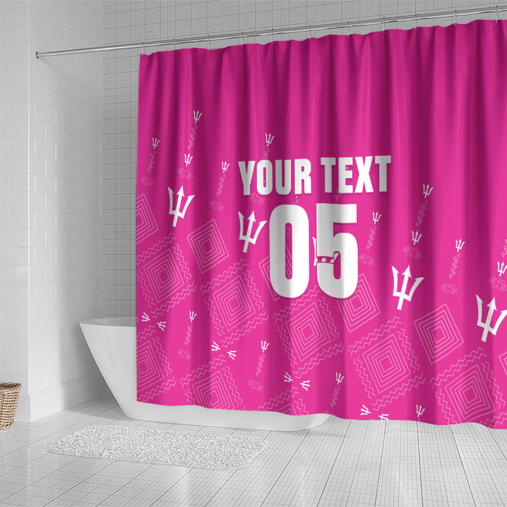 Custom Barbados 2026 Cricket Shower Curtain Tridents Rise Pink Version