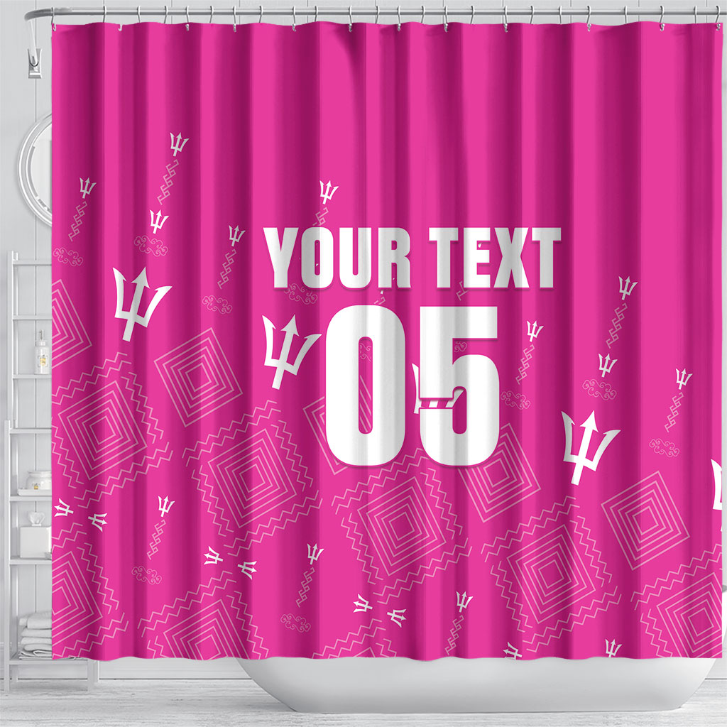 Custom Barbados 2026 Cricket Shower Curtain Tridents Rise Pink Version