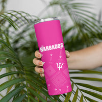 Custom Barbados 2026 Cricket Skinny Tumbler Tridents Rise Pink Version