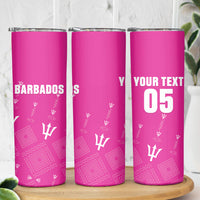 Custom Barbados 2026 Cricket Skinny Tumbler Tridents Rise Pink Version