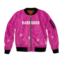 Custom Barbados 2026 Cricket Sleeve Zip Bomber Jacket Tridents Rise Pink Version