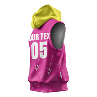 Custom Barbados 2026 Cricket Sleeveless Hoodie Tridents Rise Pink Version