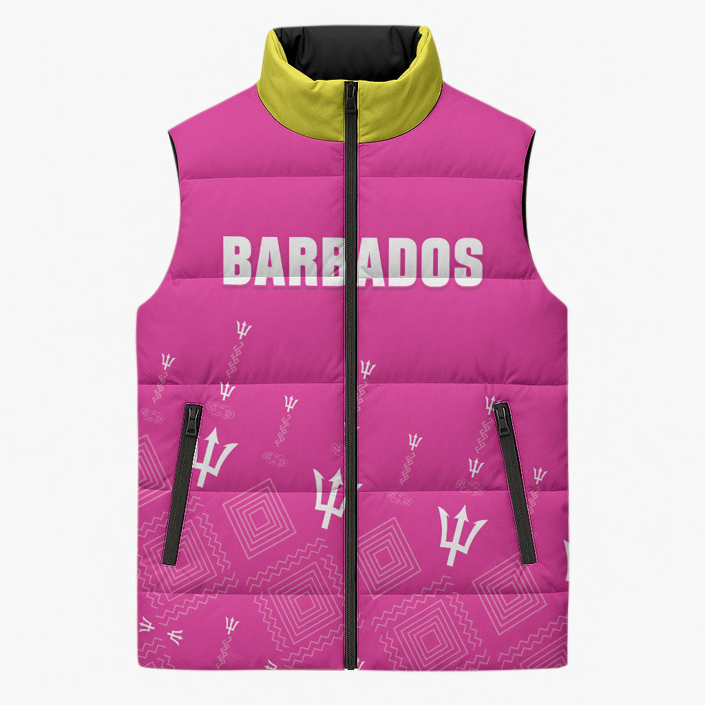 Custom Barbados 2026 Cricket Sleeveless Puffer Jacket Tridents Rise Pink Version