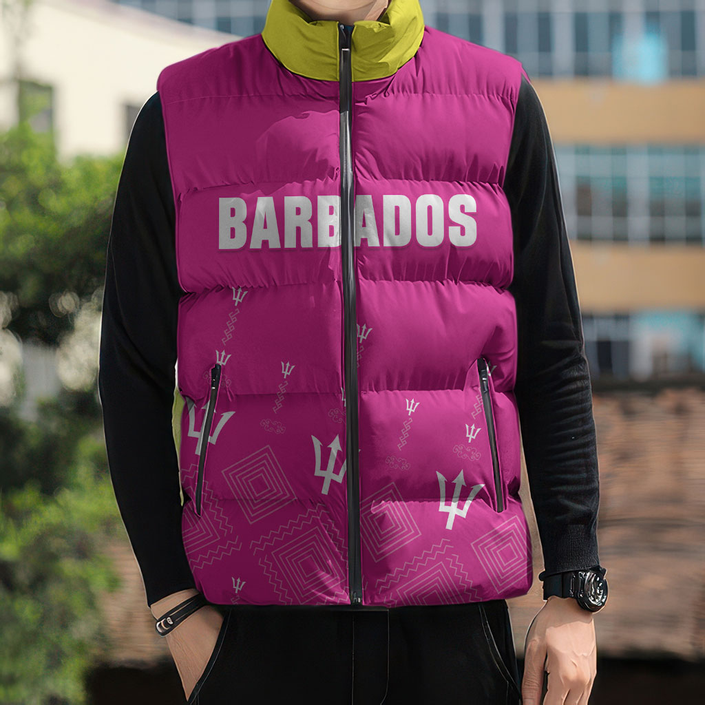 Custom Barbados 2026 Cricket Sleeveless Puffer Jacket Tridents Rise Pink Version