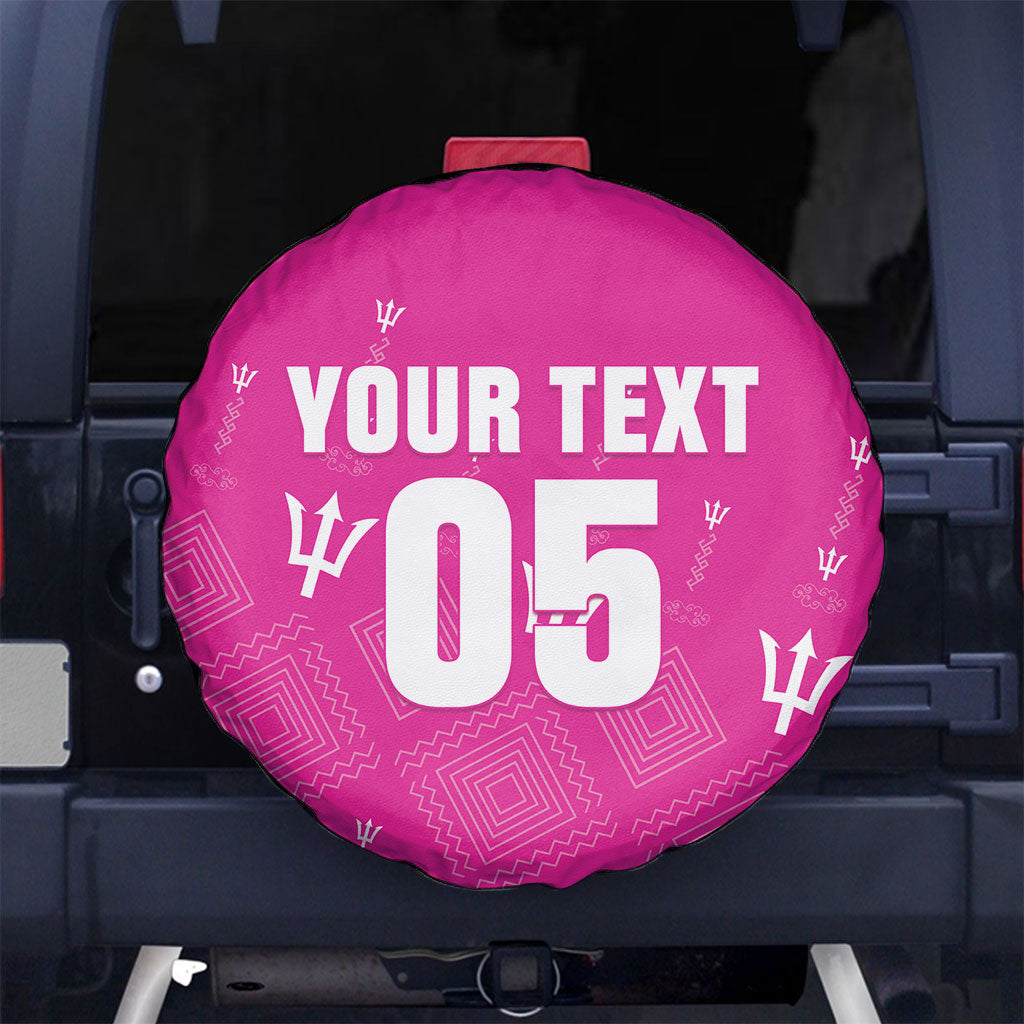 Custom Barbados 2026 Cricket Spare Tire Cover Tridents Rise Pink Version