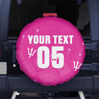Custom Barbados 2026 Cricket Spare Tire Cover Tridents Rise Pink Version