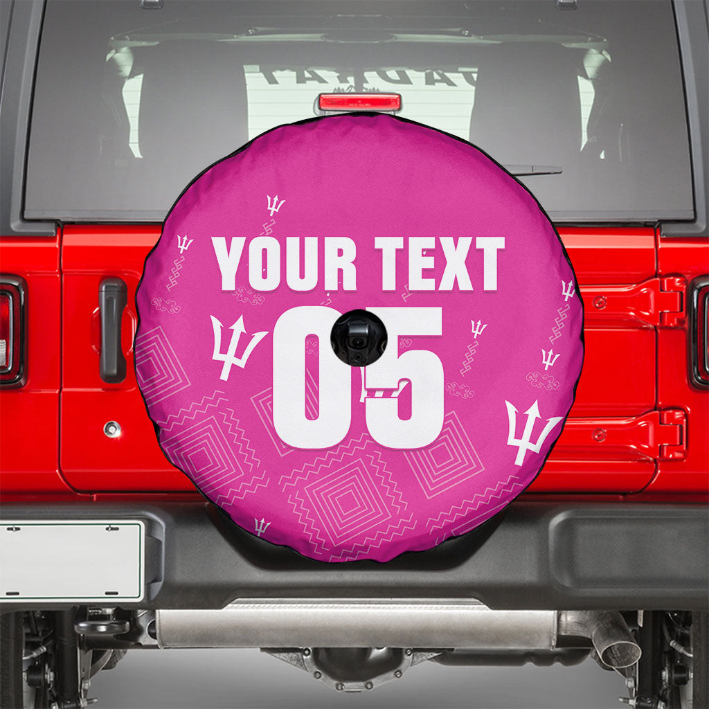Custom Barbados 2026 Cricket Spare Tire Cover Tridents Rise Pink Version