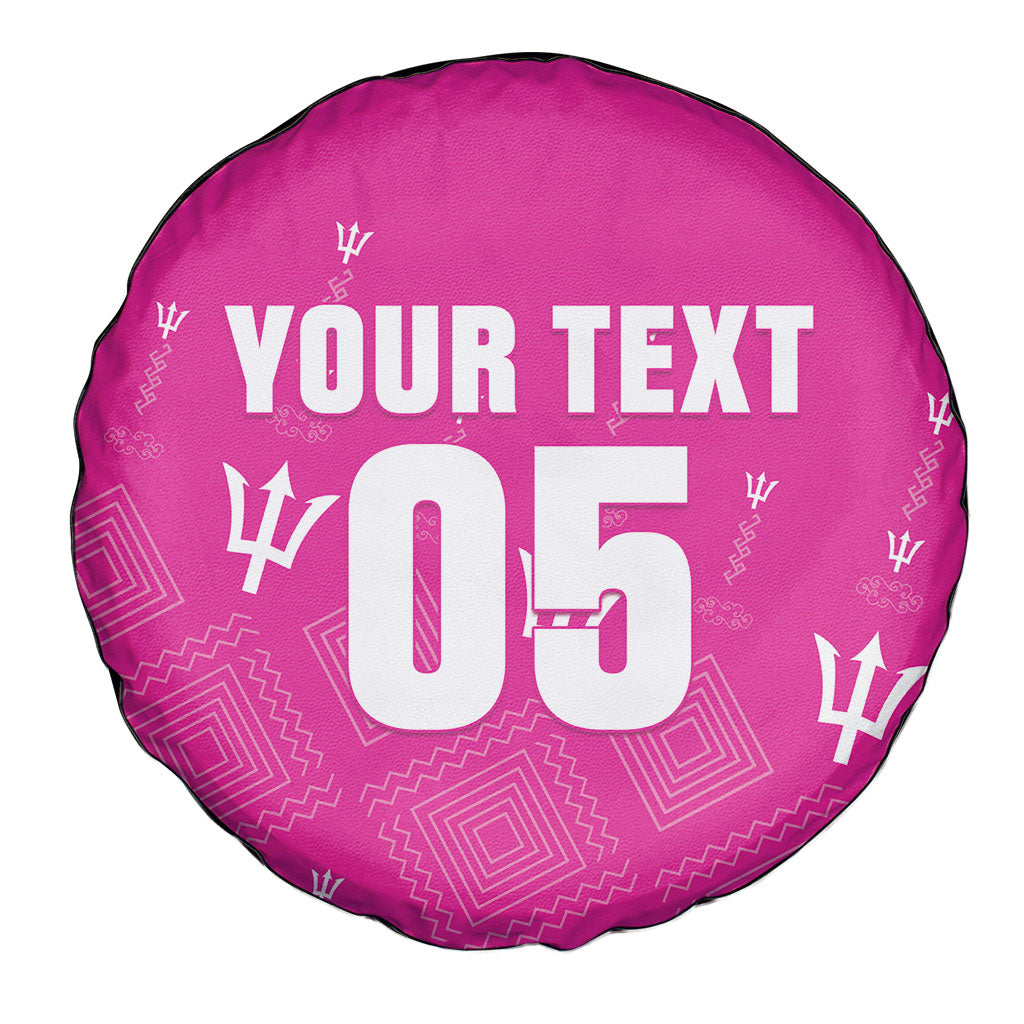 Custom Barbados 2026 Cricket Spare Tire Cover Tridents Rise Pink Version
